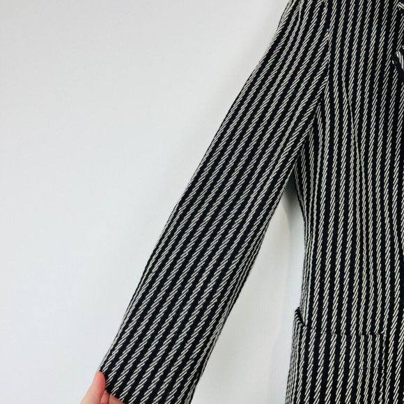 Christian Dior Vintage Black and Cream Striped Wool Tailored Blazer Jacket UK 14 - Picture 8 of 12